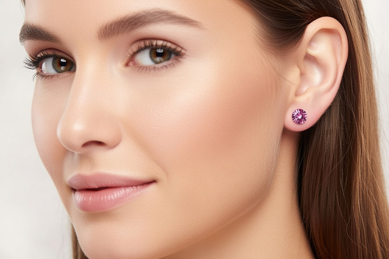 R30003 EARRINGS XIRIUS LT.ROSE 6MM SS